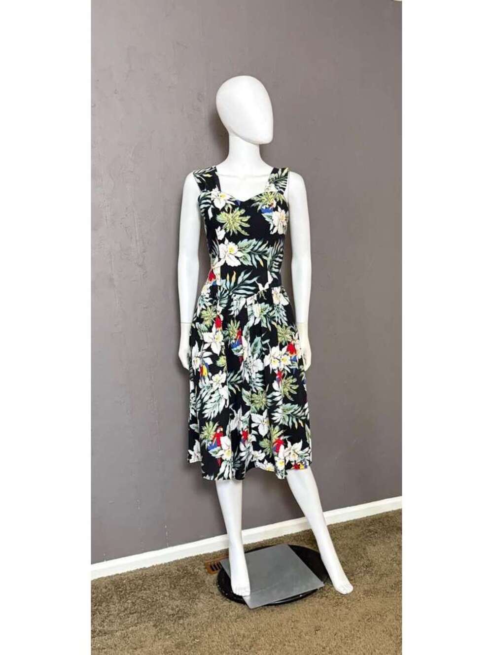 1970's Fit and Flare Sundress Bold Tropical Print by Casual Wear Hawaii U.S.A.